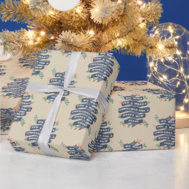 Whimsical Floral kerstbanner Holiday Cadeaupapier