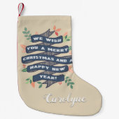 Whimsical Floral kerstbanner Holiday Kleine Kerstsok (Voorkant)