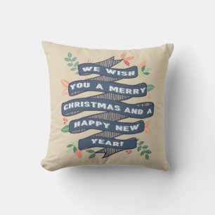 Whimsical Floral kerstbanner Holiday Kussen