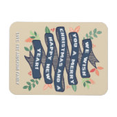 Whimsical Floral kerstbanner Holiday Magneet (Horizontaal)