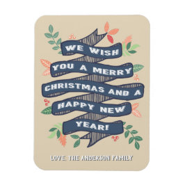 Whimsical Floral kerstbanner Holiday Magneet