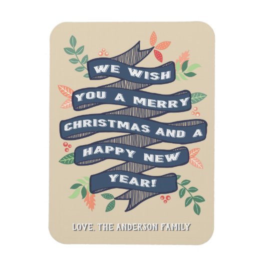 Whimsical Floral kerstbanner Holiday Magneet (Verticaal)