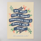 Whimsical Floral kerstbanner Holiday Poster (Voorkant)