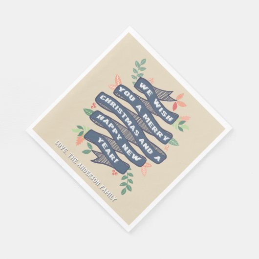 Whimsical Floral kerstbanner Holiday Servet (Hoek)