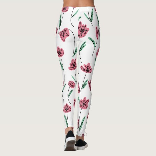 Whimsical Floral Leggings - Scribbly Flowers Pants (Achterkant)