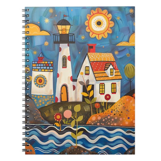 Whimsical Floral Light House Notitieboek (Voorkant)