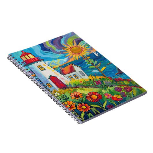 Whimsical Floral Light House Notitieboek (Rechterzijde)
