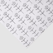 Whimsical Floral Line Art in Black and White Tissuepapier (Detail)