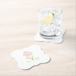 Whimsical Floral Line-getrokken Roos bruiloft Kartonnen Onderzetters