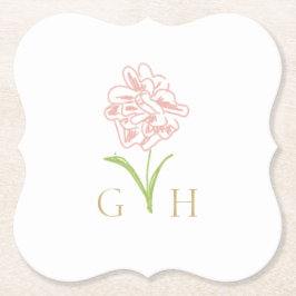 Whimsical Floral Line-getrokken Roos bruiloft Kartonnen Onderzetters