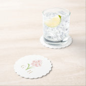 Whimsical Floral Line-getrokken Roos bruiloft Kartonnen Onderzetters (Insitu)