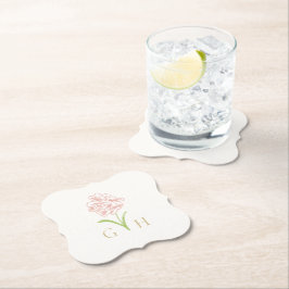 Whimsical Floral Line-getrokken Roos bruiloft Kartonnen Onderzetters