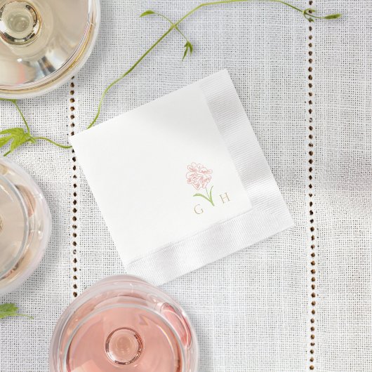 Whimsical Floral Line-getrokken Roos servetten