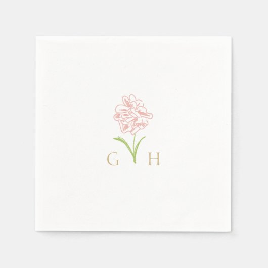 Whimsical Floral Line-getrokken Roos servetten (Voorkant)