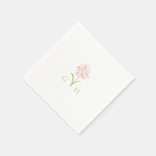 Whimsical Floral Line-getrokken Roos servetten (Hoek)