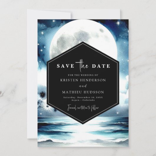 Whimsical Floral Maanverlichte bruiloft Save The Date (Voorkant)