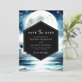 Whimsical Floral Maanverlichte bruiloft Save The Date (Staand voorkant)