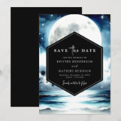 Whimsical Floral Maanverlichte bruiloft Save The Date (Voorkant / Achterkant)
