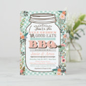 Whimsical Floral Mason Jar BBQ Kaart (Staand voorkant)