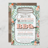 Whimsical Floral Mason Jar BBQ Kaart (Voorkant / Achterkant)