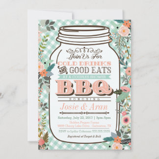 Whimsical Floral Mason Jar BBQ Kaart