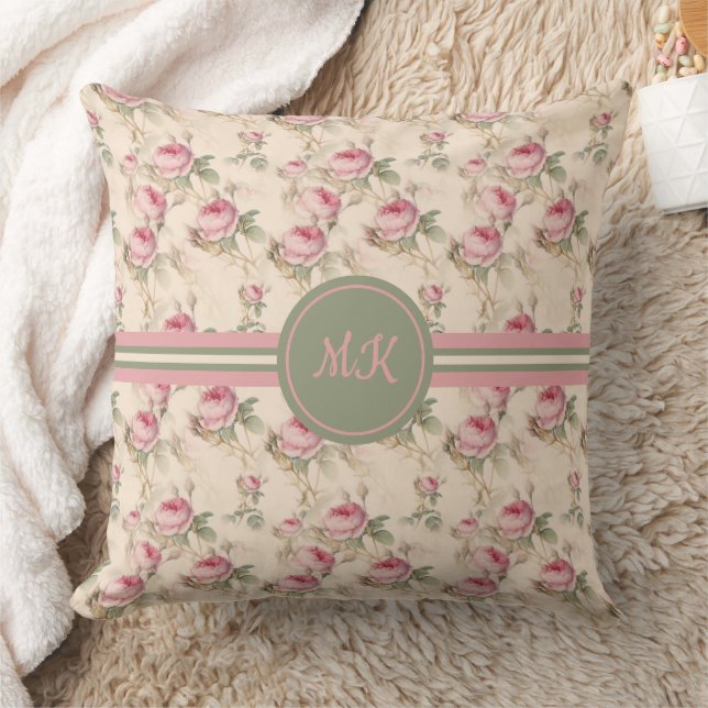 Whimsical Floral Monogrammed Kussen (Deken)