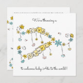 Whimsical Floral New Baby Kaart Shower (Voorkant / Achterkant)