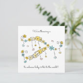 Whimsical Floral New Baby Kaart Shower (Staand voorkant)