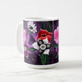 Whimsical Floral Paarse Black Pink Daisy Daffodil Koffiemok (Voorkant links)