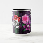 Whimsical Floral Paarse Black Pink Daisy Daffodil Mok (Midden)