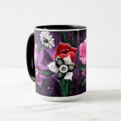 Whimsical Floral Paarse Black Pink Daisy Daffodil Mok (Voorkant links)