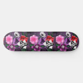 Whimsical Floral Paarse Black Pink Daisy Daffodil Persoonlijk Skateboard (Horizontaal)