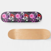 Whimsical Floral Paarse Black Pink Daisy Daffodil Persoonlijk Skateboard (Horizontaal)