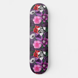 Whimsical Floral Paarse Black Pink Daisy Daffodil Persoonlijk Skateboard
