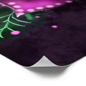 Whimsical Floral Paarse Black Pink Daisy Daffodil Poster (Hoek)