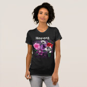 Whimsical Floral Paarse Black Pink Daisy Daffodil T-shirt (Voorkant volledig)