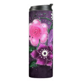 Whimsical Floral Paarse Black Pink Daisy Daffodil Thermosbeker (Gedraaid links)