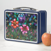 Whimsical Floral Paarse Blauwe Roze Bloemen (In situ)