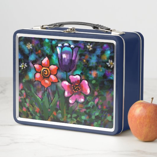 Whimsical Floral Paarse Blauwe Roze Bloemen (In situ)