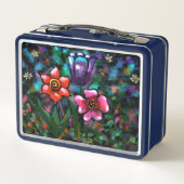Whimsical Floral Paarse Blauwe Roze Bloemen (Achterkant)