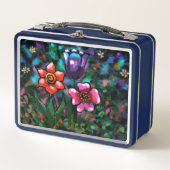 Whimsical Floral Paarse Blauwe Roze Bloemen (Voorkant)