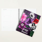Whimsical Floral Paarse Zwarte Roze Bloemen Planner (Display)