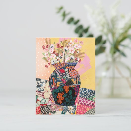 Whimsical Floral Paper Collage Gemengd Wenskaart Bedankkaart (Staand voorkant)