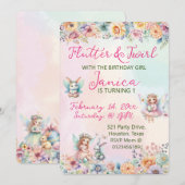 Whimsical Floral Pasen Fairy Verjaardag uitnodigin Kaart (Voorkant / Achterkant)