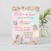 Whimsical Floral Pasen Fairy Verjaardag uitnodigin Kaart (Staand voorkant)