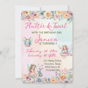 Whimsical Floral Pasen Fairy Verjaardag uitnodigin Kaart