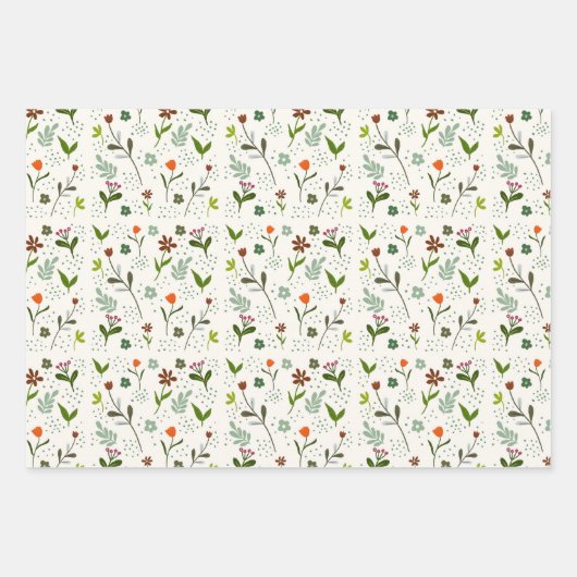 Whimsical Floral Pattern – Hand-Drawn Wildflower  Inpakpapier Vel (Voorkant)