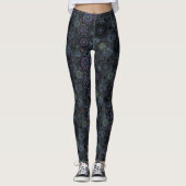 Whimsical Floral Patterned Leggings Grey Tones (Voorkant)