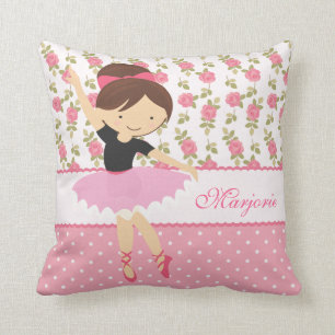 Whimsical Floral Pink Ballerina Gepersonaliseerd Kussen