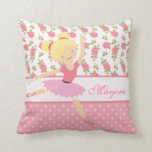 Whimsical Floral Pink Ballerina Gepersonaliseerd Kussen